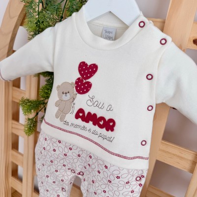 Macacão Trape Zape - Sou o amor da mamãe e do papai Off e Bordo